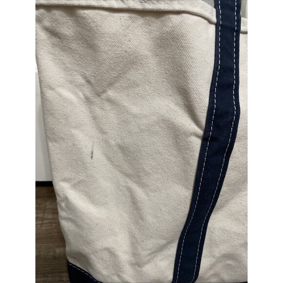 SET VTG LL Bean Boat & Tote Canvas Bag Large Blue Name READ 22x14 +purse FLAWS - Picture 4 of 16